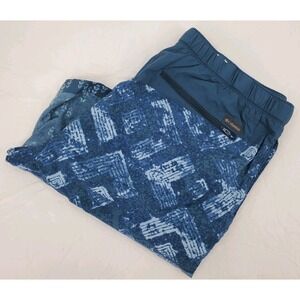 Columbia Belted Board Shorts Swim Trunks Men's Large Blue Gray Nylon Mesh Lined